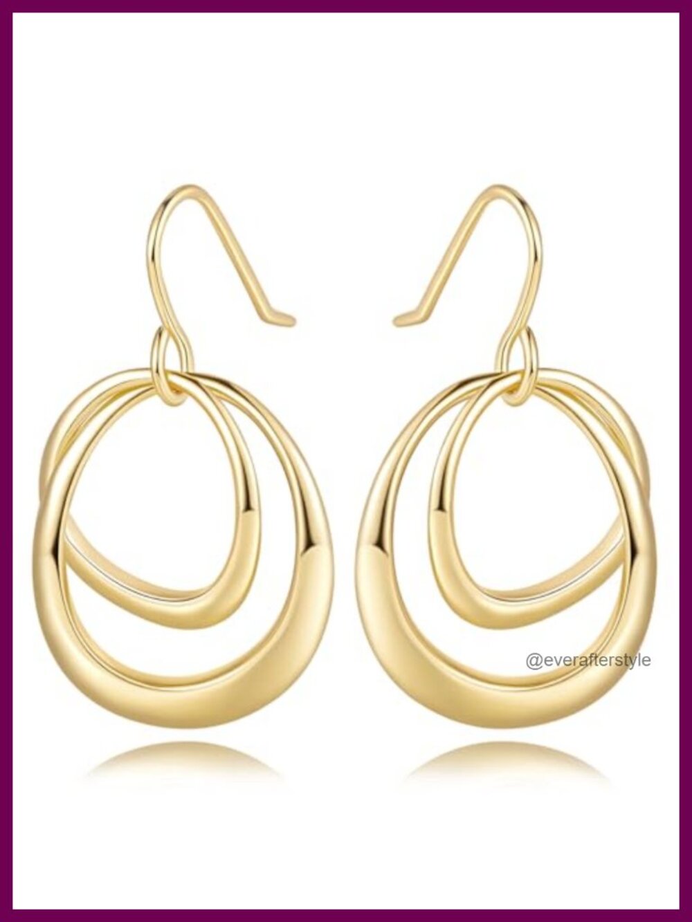 14k Gold Plated Double Hoop Dangle Earrings for Women Oversized